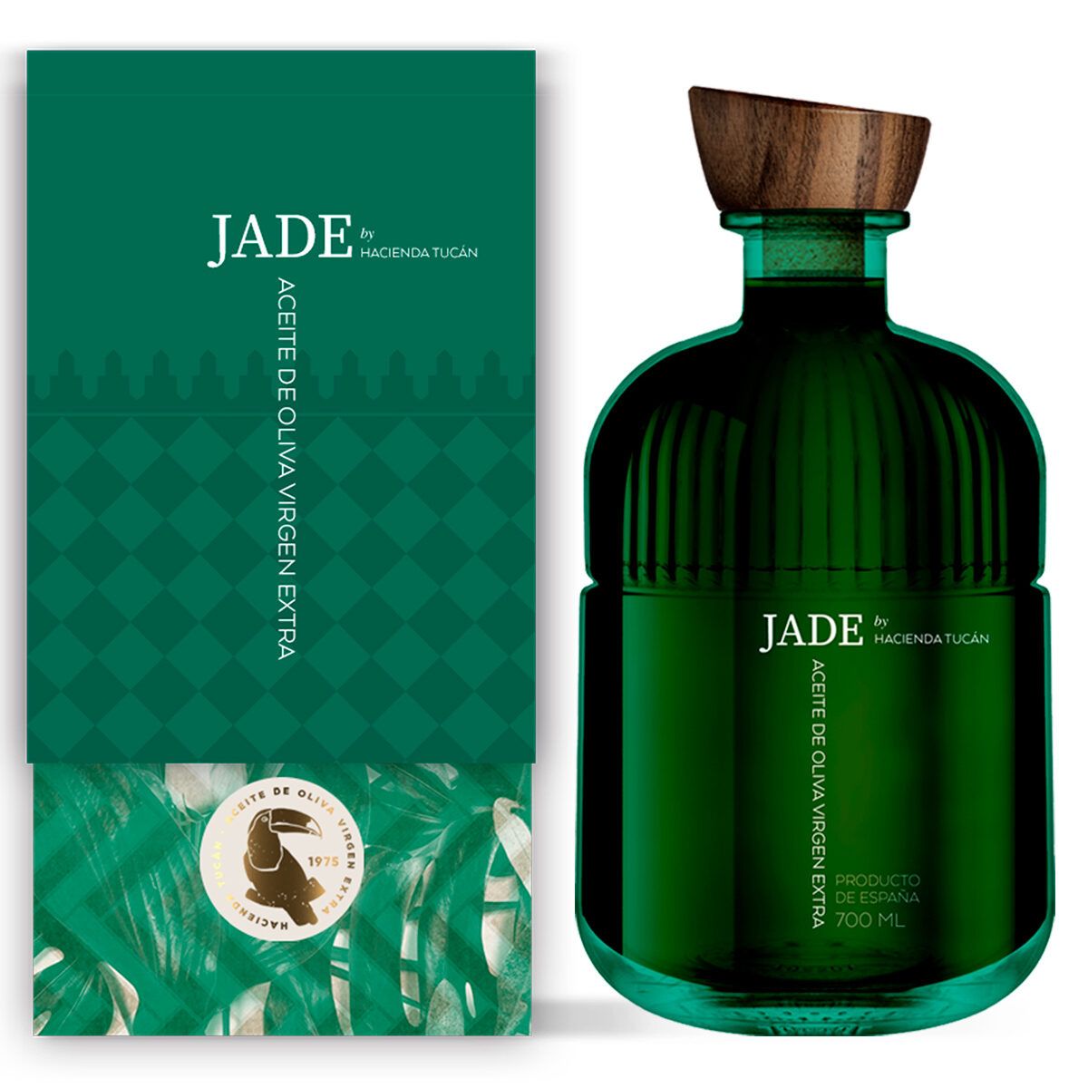 Botella con estuche de 700 ml de AOVE Premium JADE by Hacienda Tucán